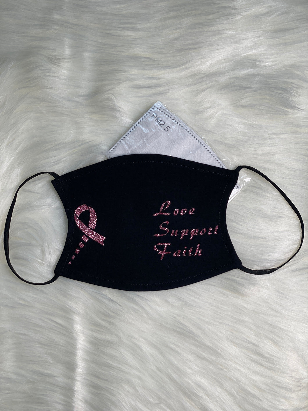 Breast cancer awareness mask (ribbon and wording)